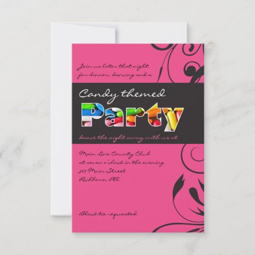 PINK CANDY Bat Mitzvah Invitation Party Card