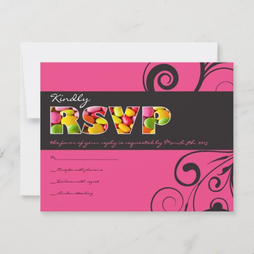 PINK CANDY Bat Mitzvah Invitation Reply Card