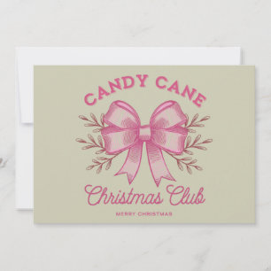 Pink Candy Cane Christmas Club Xmas Season Holiday Card