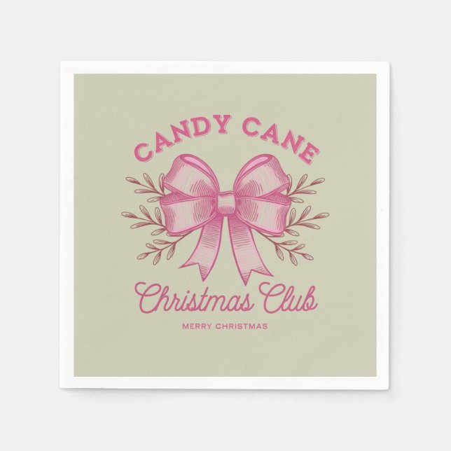 Pink Candy Cane Christmas Club Xmas Season  Napkins (Front)