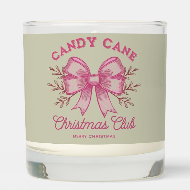 Pink Candy Cane Christmas Club Xmas Season  Scented Candle (Front)