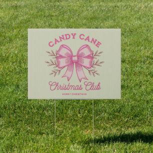 Pink Candy Cane Christmas Club Xmas Season  Sign