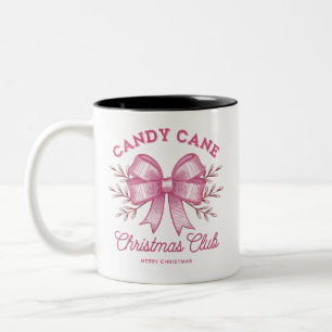 Pink Candy Cane Christmas Club Xmas Season Two-Tone Coffee Mug