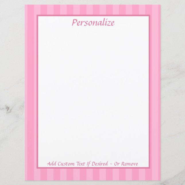 Pink Candy Cane Cute Personalize Stationery Paper (Front)