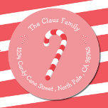 Pink Candy Cane Holiday Envelope Seals