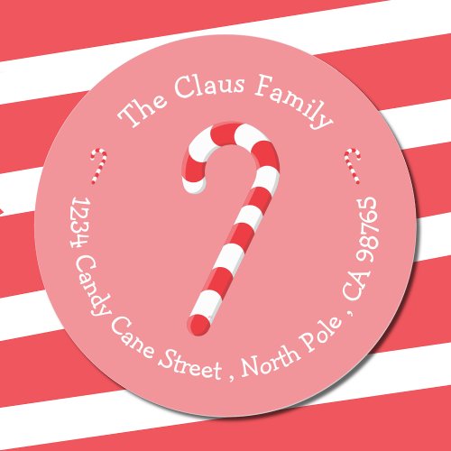 Pink Candy Cane Holiday Envelope Seals