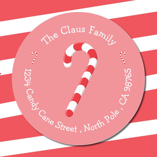 Pink Candy Cane Holiday Envelope Seals (Creator Uploaded)