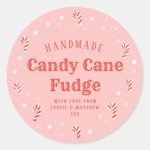 Pink Candy Cane Homemade Christmas gift label 