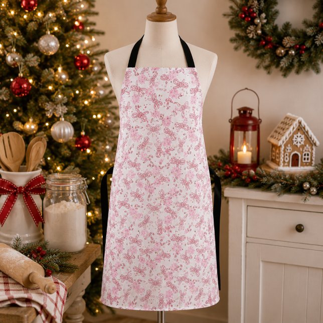 Pink Candy Cane & Snowflake Christmas Apron (Creator Uploaded)