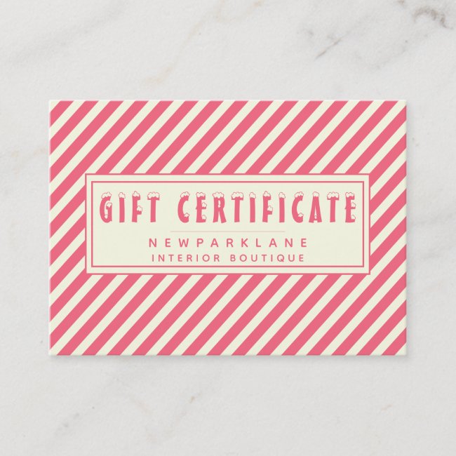 Pink Candy Cane Stripes Gift Certificate