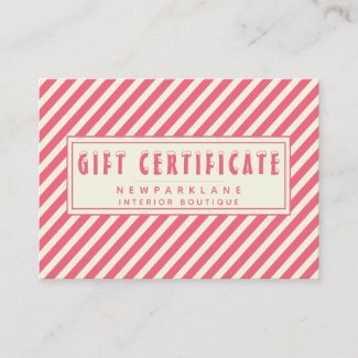 Pink Candy Cane Stripes Gift Certificate