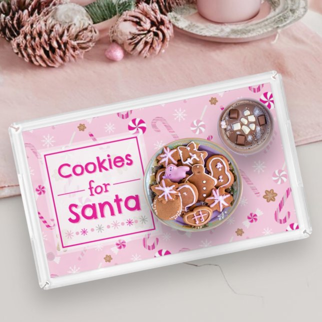 Pink Candy Canes & Peppermints Cookies for Santa Acrylic Tray (Creator Uploaded)