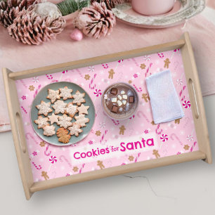 Pink Candy Canes & Peppermints Cookies for Santa Serving Tray