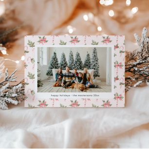 Pink Candy Canes Wallpaper Photo Holiday Card