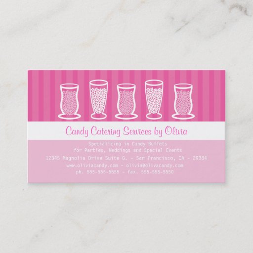 Customizable Pink Candy Catering Business Card