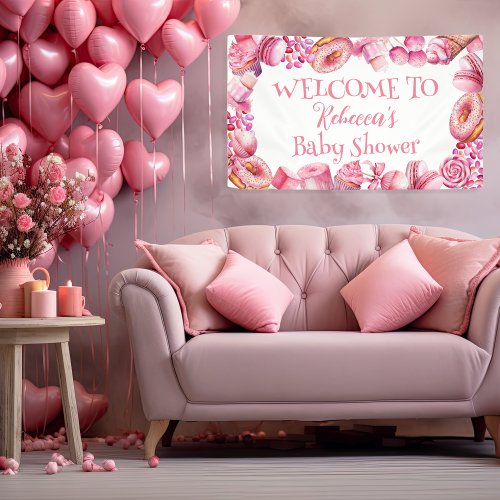 Pink Candy Frame Girl Baby Shower Banner