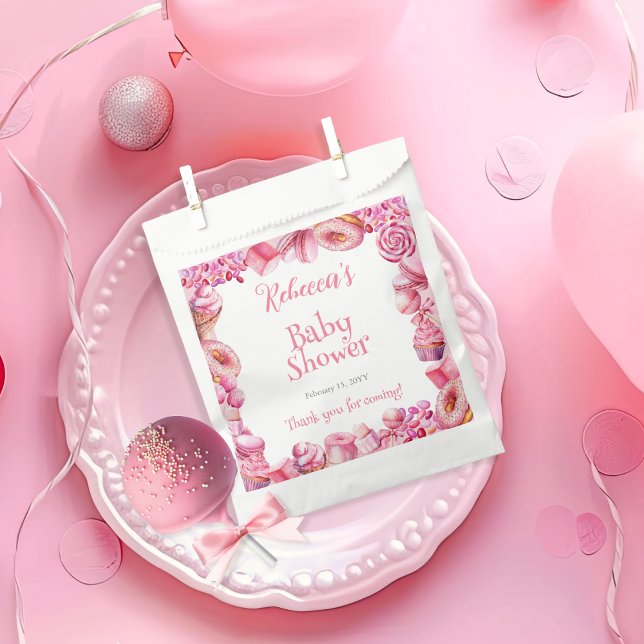 Pink Candy Frame Girl Baby Shower Favor Bag (Pink Candy Frame Girl Baby Shower Favor Bags)