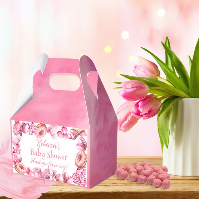Pink Candy Frame Girl Baby Shower Favor Boxes (Pink Candy and Treats Frame Girl Baby Shower Favor Box)