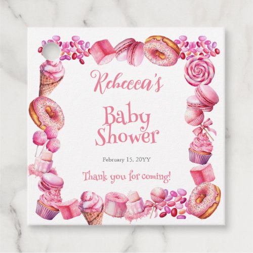 Pink Candy Frame Girl Baby Shower Favor Tags