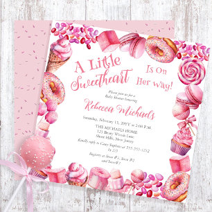 Pink Candy Frame Girl Baby Shower Invitation