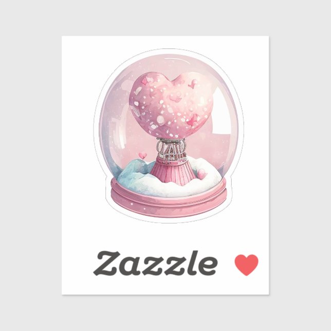 Pink Candy Heart Snowglobe For Valentine's  Sticker (Sheet)