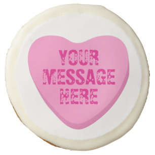 Pink Candy Heart with Custom Text Sugar Cookies