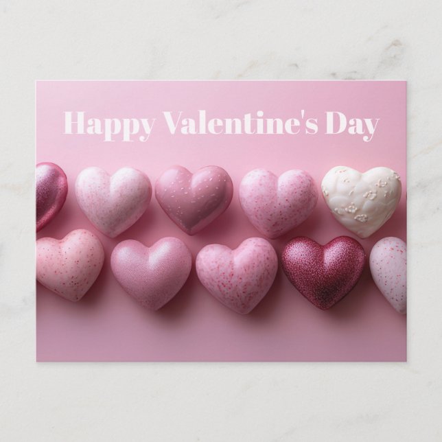 Pink Candy Hearts Valentine`s Day Card  (Front)