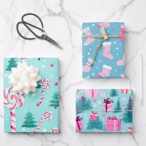 Pink Candy Pastel Holiday Wrapping Paper