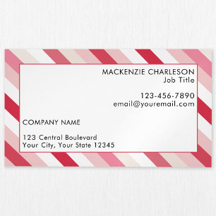 Pink Candy Stripe Business Card Magnet