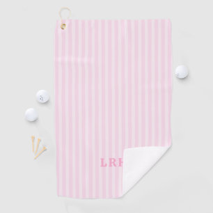 Pink Candy Stripe Design Tiny Initials Monogram Golf Towel