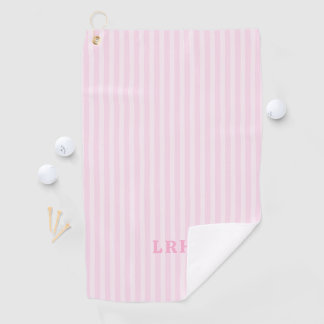 Pink Candy Stripe Design Tiny Initials Monogram Golf Towel