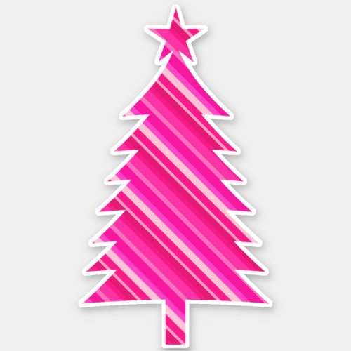 Pink Candy Striped Christmas Tree Sticker
