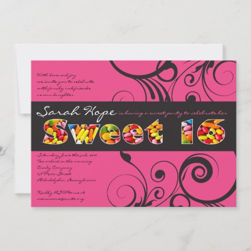 PINK CANDY Sweet Sixteen Birthday Party Invitation