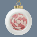 Pink Candy Swirl Ceramic Ball Christmas Ornament