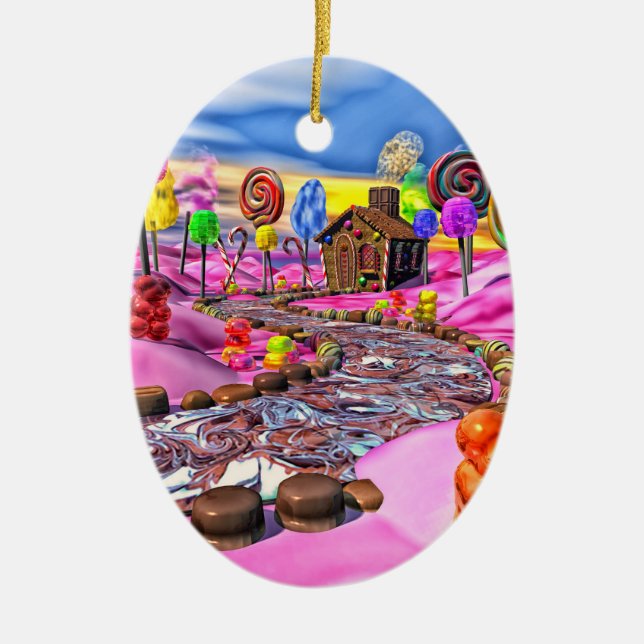 Pink Candyland Ceramic Ornament (Front)
