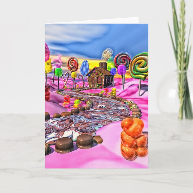 Pink Candyland Holiday Card (Front)