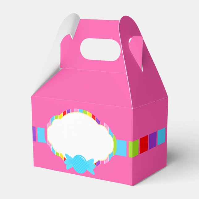 Pink Candyland Inspired Sweet Treat Favor Boxes (Front Side)