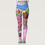 Pink Candyland Leggings<br><div class="desc">This is my Candyland design-a gingerbread house in a pink candy landscape with colorful lollipops, gummy bears, sugar canes, pralines and cotton candy by a chocolate road.</div>
