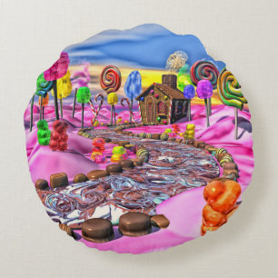 Pink Candyland - Round Pillow