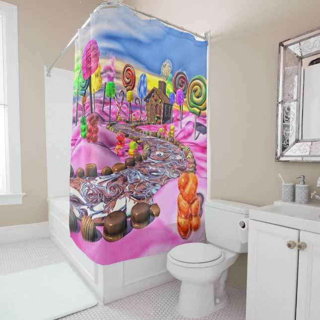 Pink Candyland Shower Curtain (In Situ)