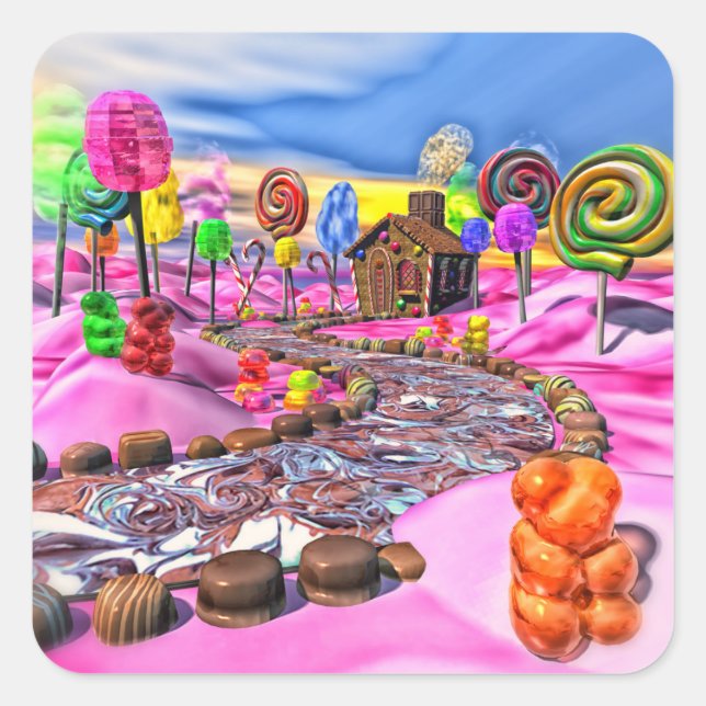 Pink Candyland Square Sticker (Front)