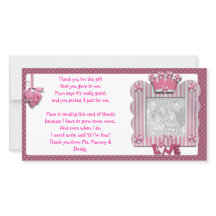 Pink candystripe frame Thank You Card from baby