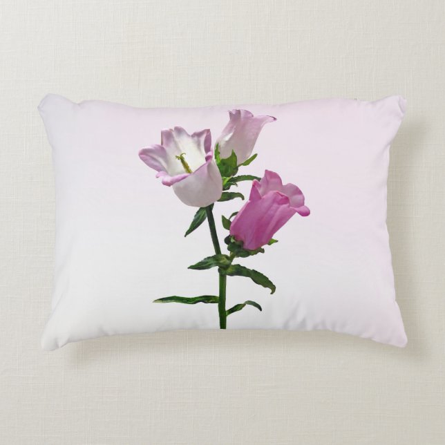 Pink Canterbury Bells Accent Pillow (Front)