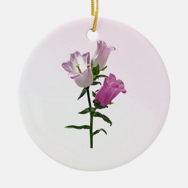 Pink Canterbury Bells Ceramic Ornament (Front)