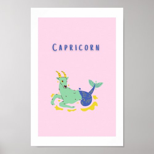 Pink Capricorn, zodiac, star print