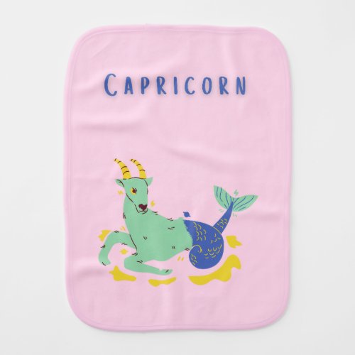 Pink Capricorn, zodiac, star print Baby Burp Cloth