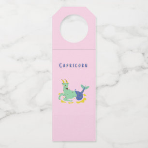 Pink Capricorn, zodiac, star print Bottle Hanger Tag