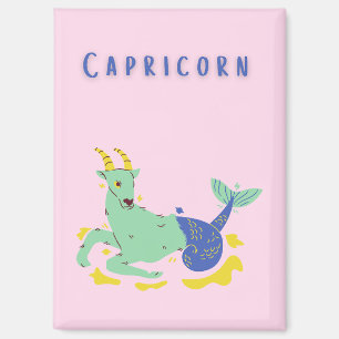 Pink Capricorn, zodiac, star print Magnet