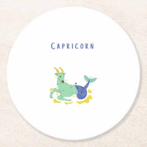 Pink Capricorn, zodiac, star print Round Paper Coaster