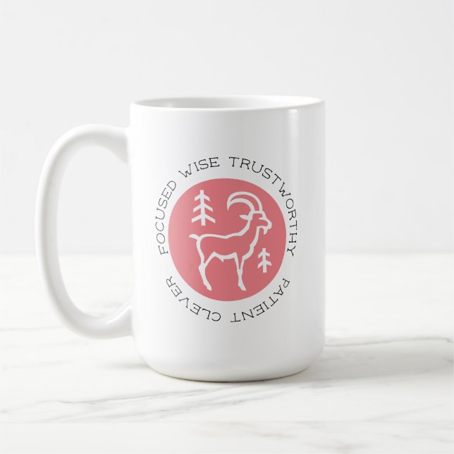 Pink Capricorn Zodiac Star Sign Personality Trait Coffee Mug (Left)